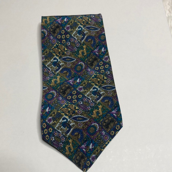 Christian Dior Monsieur floral animal green purpleblazerjacket suit silk tie